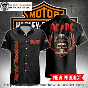 ACDC Skull Wings Harley Davidson Aloha Shirt