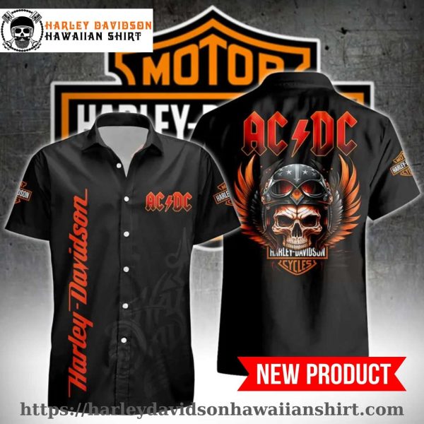 ACDC Skull Wings Harley Davidson Aloha Shirt