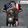 American Flag Shield Harley Davidson Hawaiian Shirt for Men