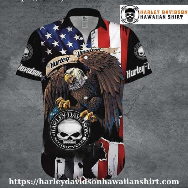 American Eagle Harley Davidson Hawaiian Shirt for Men