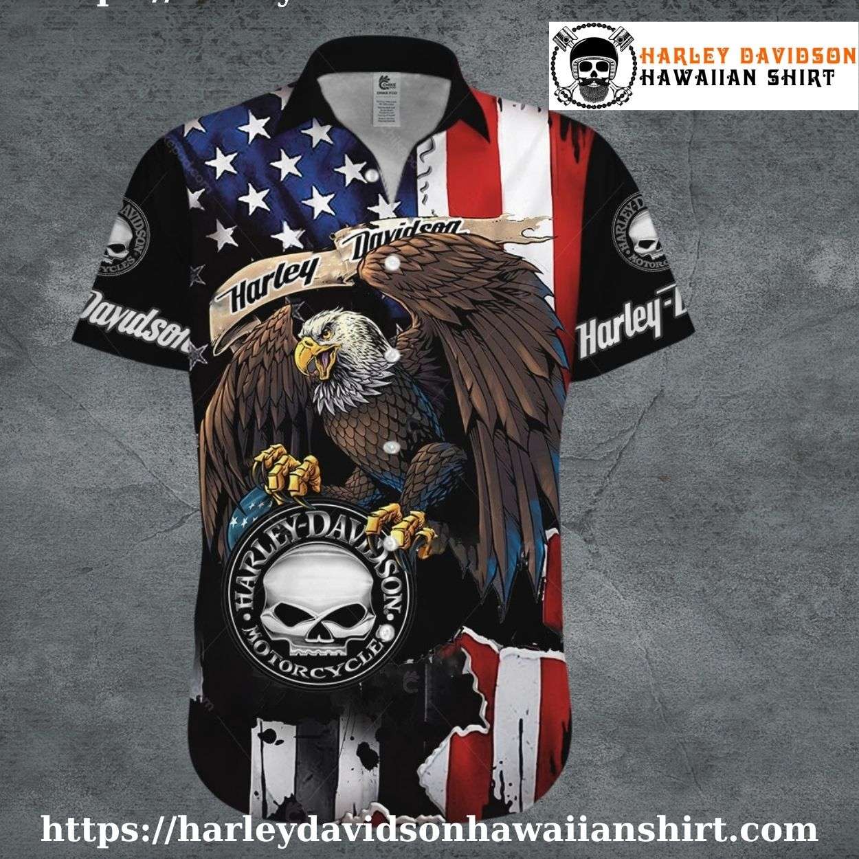 American Eagle Harley Davidson Hawaiian Shirt for Men American Eagle Harley Davidson Hawaiian Shirt for Men