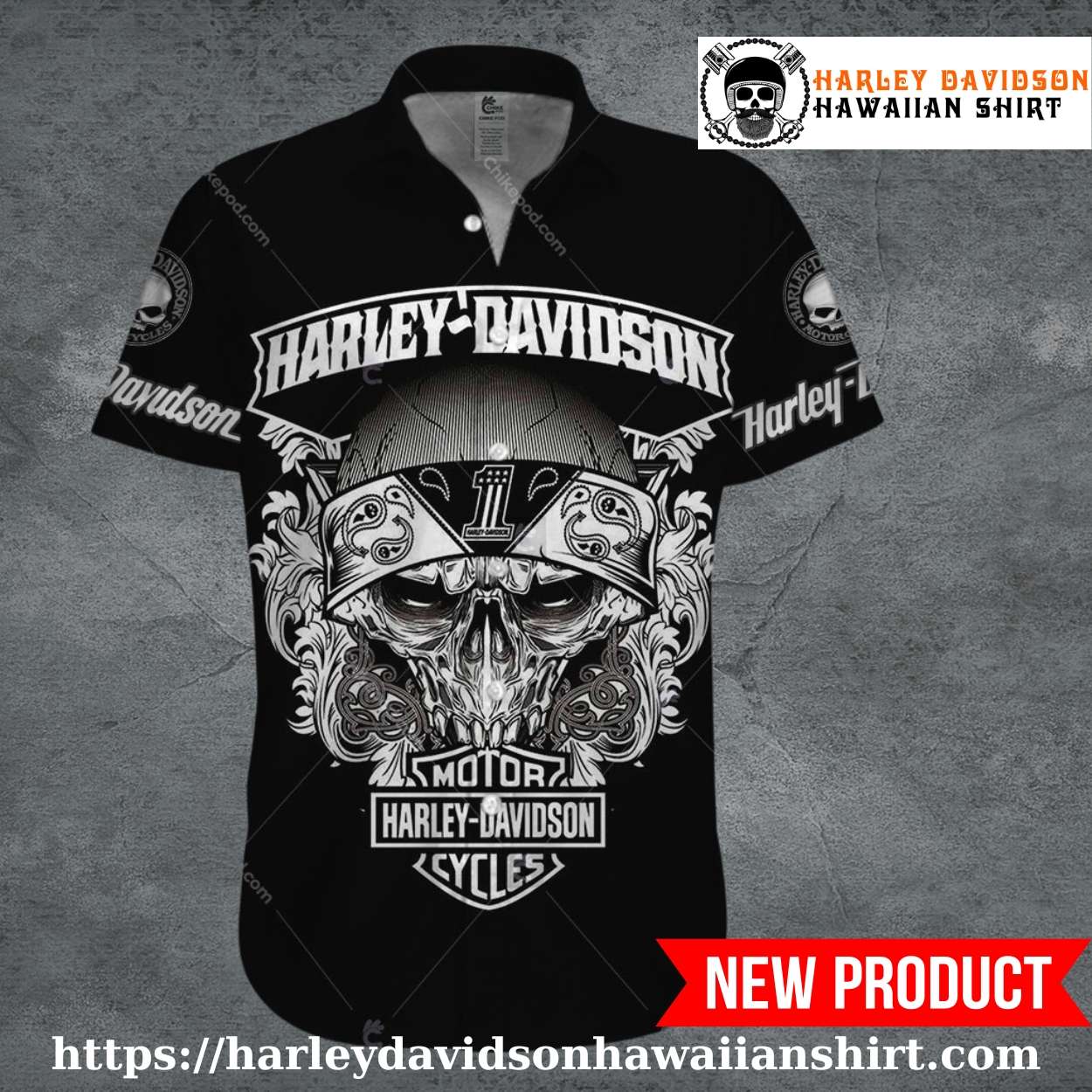 Bandana Skull Art Harley Davidson Aloha Shirt Bandana Skull Art Harley Davidson Aloha Shirt
