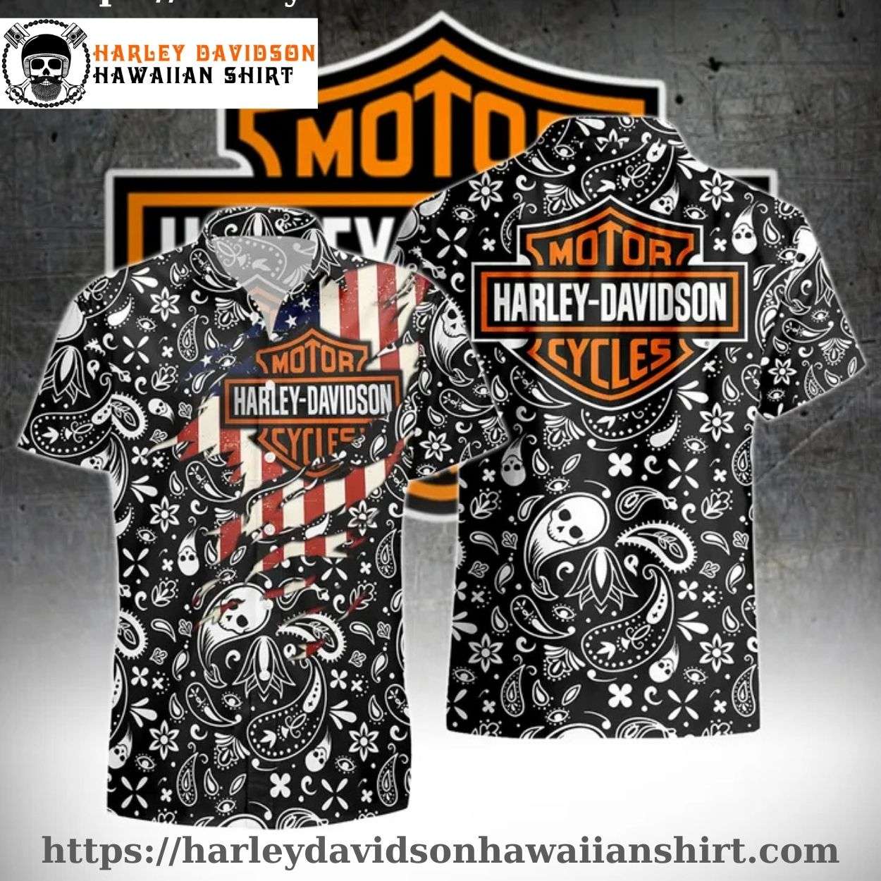 Bandana Skull Pattern Harley Davidson Hawaiian Shirt Bandana Skull Pattern Harley Davidson Hawaiian Shirt
