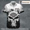 Black Skull Emblem Harley Davidson Aloha Shirt for Men