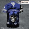 Blue Skull Split Harley Davidson Hawaiian Shirt for Men