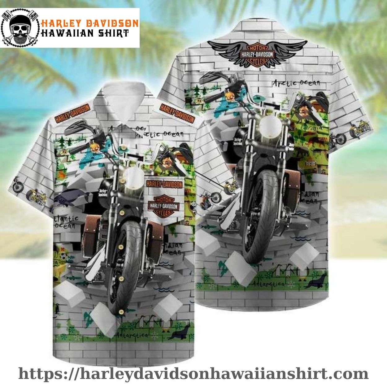 Brick Wall Rider Harley Davidson Aloha Shirt for Men Brick Wall Rider Harley Davidson Aloha Shirt for Men