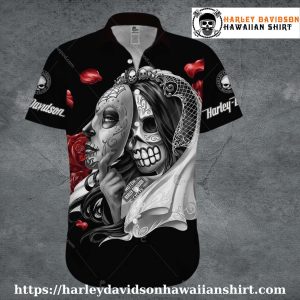 Bride of Death Mask Harley Davidson Aloha Shirt for Women