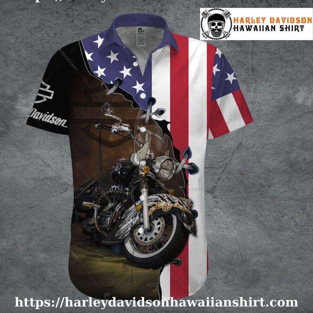 Classic Motorcycle USA Flag Harley Davidson Aloha Shirt for Men Classic Motorcycle USA Flag Harley Davidson Aloha Shirt for Men