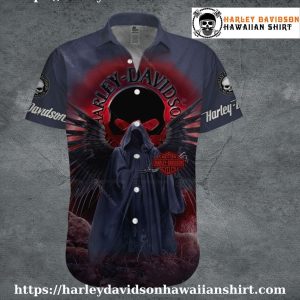 Dark Reaper Wings Harley Davidson Aloha Shirt for Men