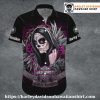 Dark Angel with Rose Harley Davidson Hawaiian Shirt for Women