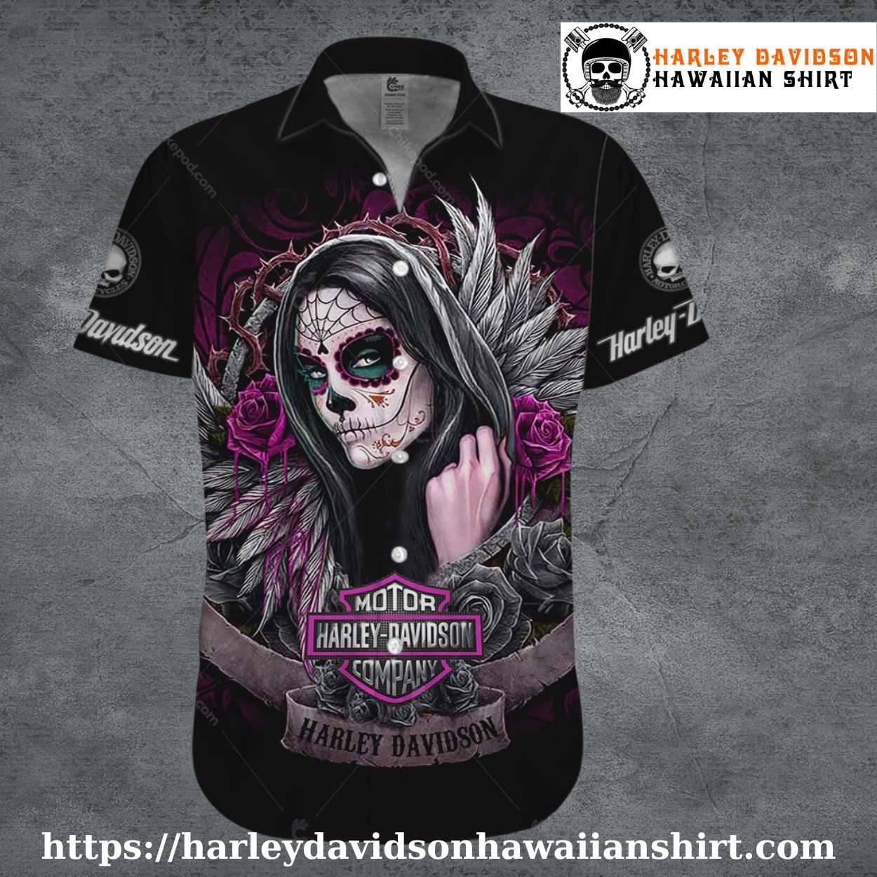 Dark Roses Beauty Harley Davidson Hawaiian Shirt for Women Dark Roses Beauty Harley Davidson Hawaiian Shirt for Women