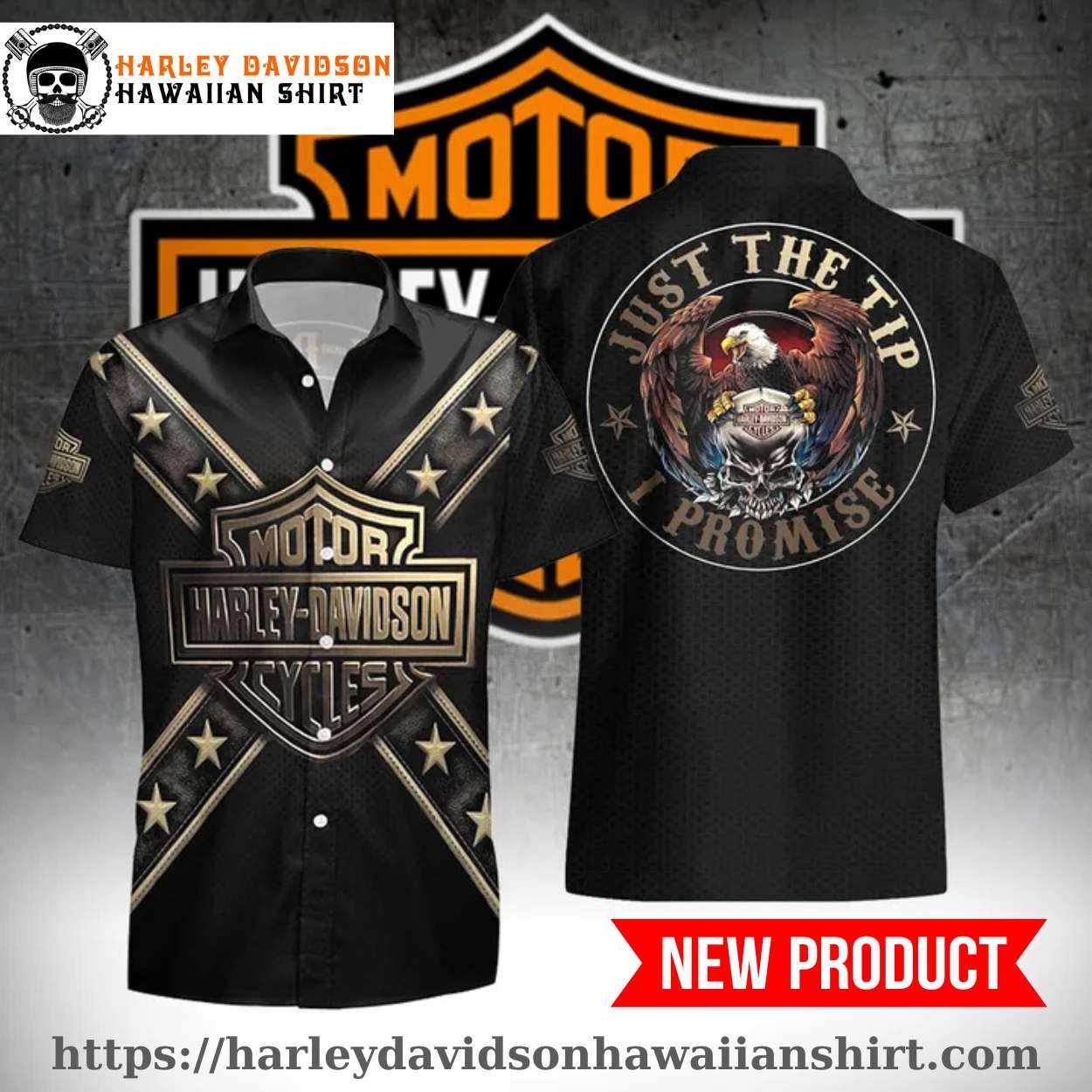 Eagle Skull Crest Harley Davidson Aloha Shirt Eagle Skull Crest Harley Davidson Aloha Shirt