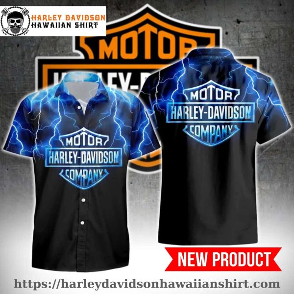 Electric Lightning Harley Davidson Hawaiian Shirt