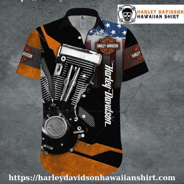 Engine Print Harley Davidson Aloha Shirt for Men