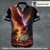 Fiery Heart Eagle Harley Davidson Hawaiian Shirt for Men