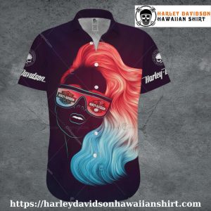 Fire and Ice Hair Harley Davidson Hawaiian Shirt for Women