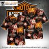 Floral Flames Skull Harley Davidson Aloha Shirt Men