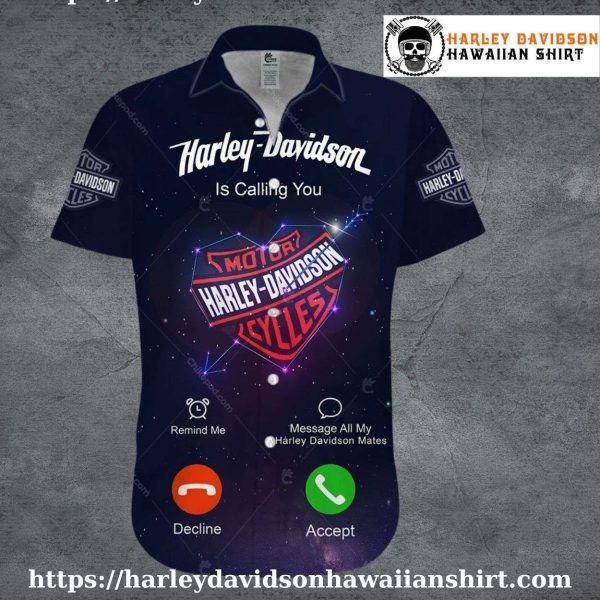 Galaxy Call Neon Harley Davidson Aloha Shirt for Men