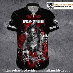 Gas Mask Beauty Harley Davidson Aloha Shirt for Women