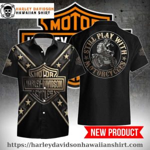 Gold Stars Badge Harley Davidson Aloha Shirt