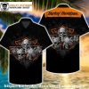 Blue Skull Leaves Harley Davidson Hawaiian Shirt for Men