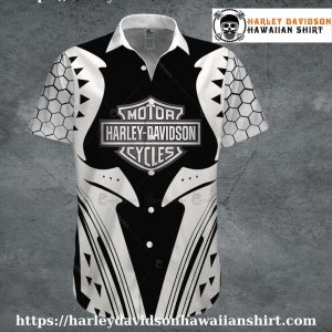 Hex Armor Pattern Harley Davidson Hawaiian Shirt for Men