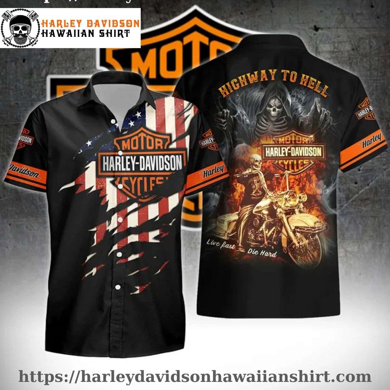 Highway to Hell Harley Davidson Hawaiian Shirt Men Highway to Hell Harley Davidson Hawaiian Shirt Men