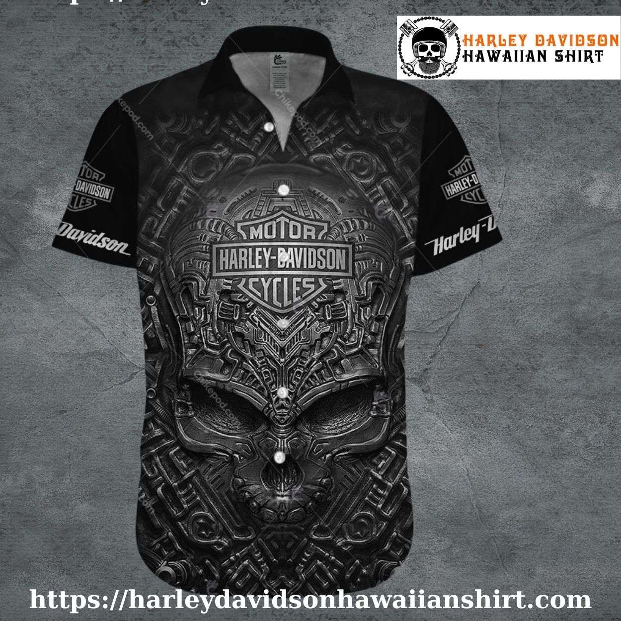 Mechanical Skull Armor Harley Davidson Aloha Shirt for Men Mechanical Skull Armor Harley Davidson Aloha Shirt for Men