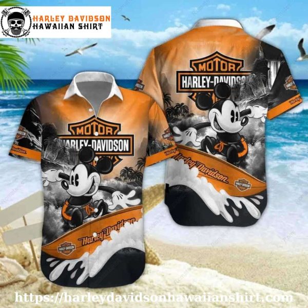 Mickey Beach Splash Harley Davidson Hawaiian shirt for kids