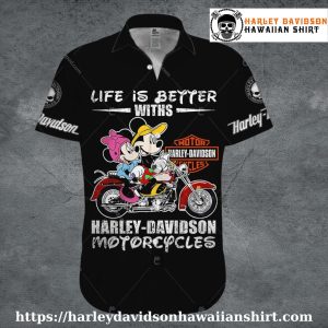 Mickey and Minnie Ride Harley Davidson Hawaiian shirt kids