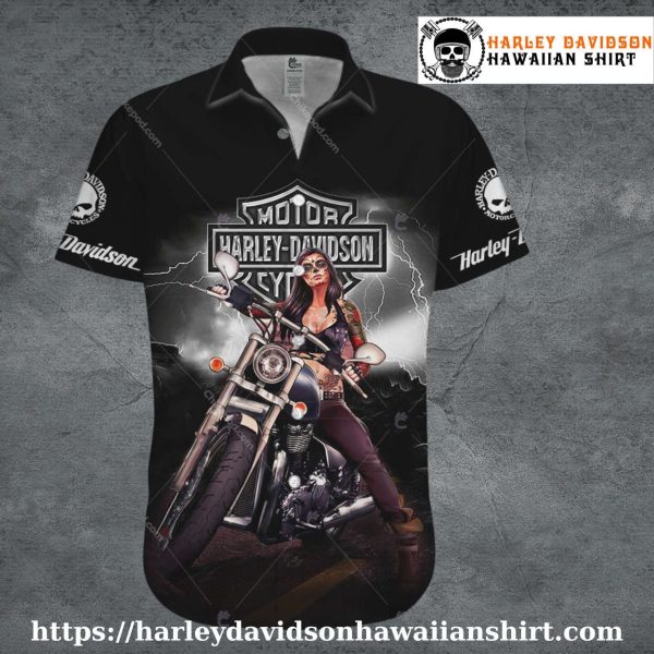 Motorcycle Rider Girl Harley Davidson Hawaiian Shirt for Women