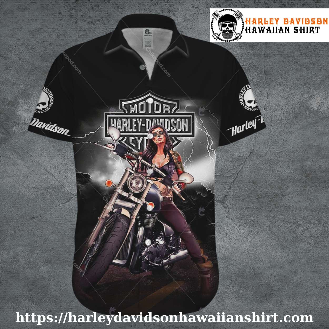 Motorcycle Rider Girl Harley Davidson Hawaiian Shirt for Women Motorcycle Rider Girl Harley Davidson Hawaiian Shirt for Women