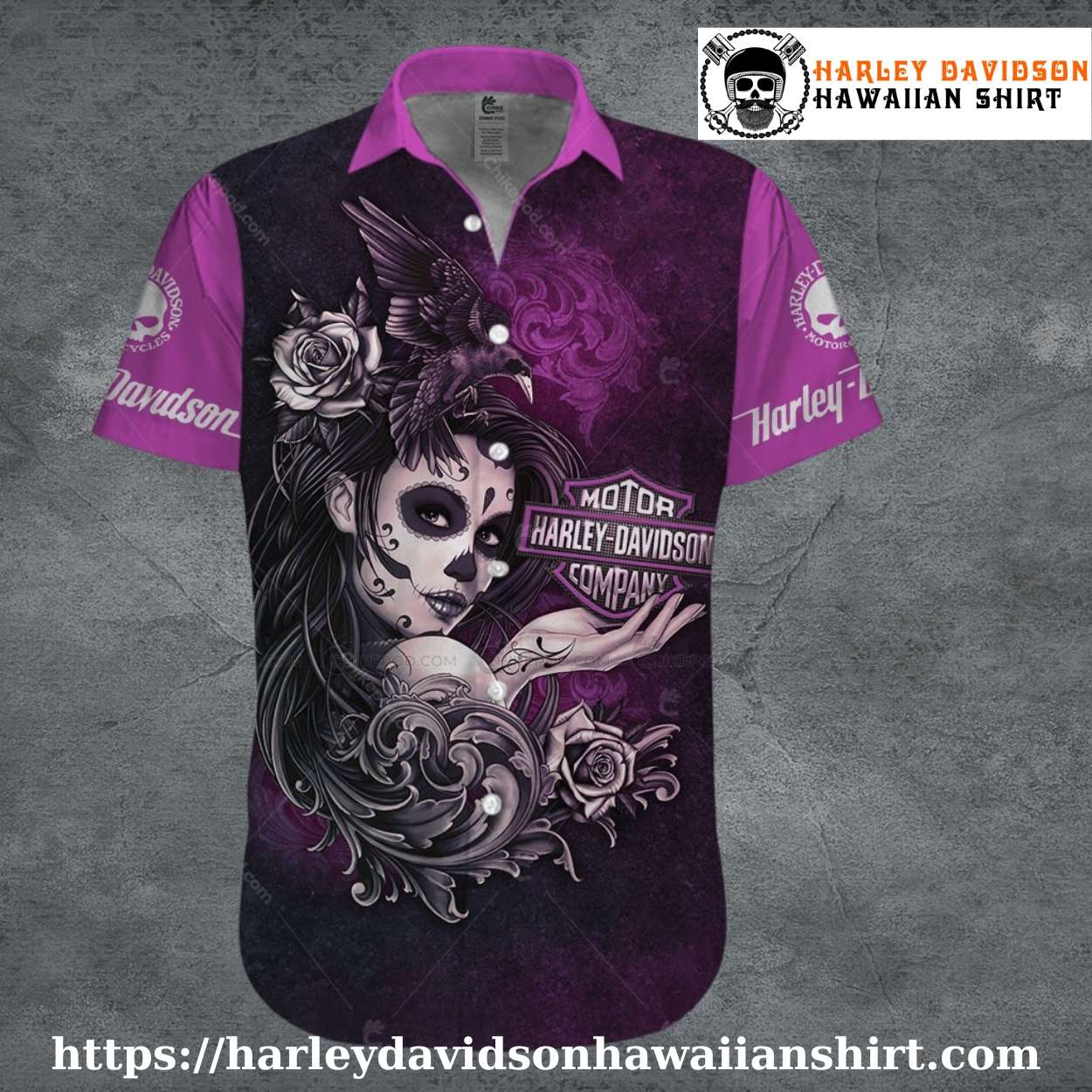 Mystic Raven Girl Harley Davidson Aloha Shirt for Women Mystic Raven Girl Harley Davidson Aloha Shirt for Women