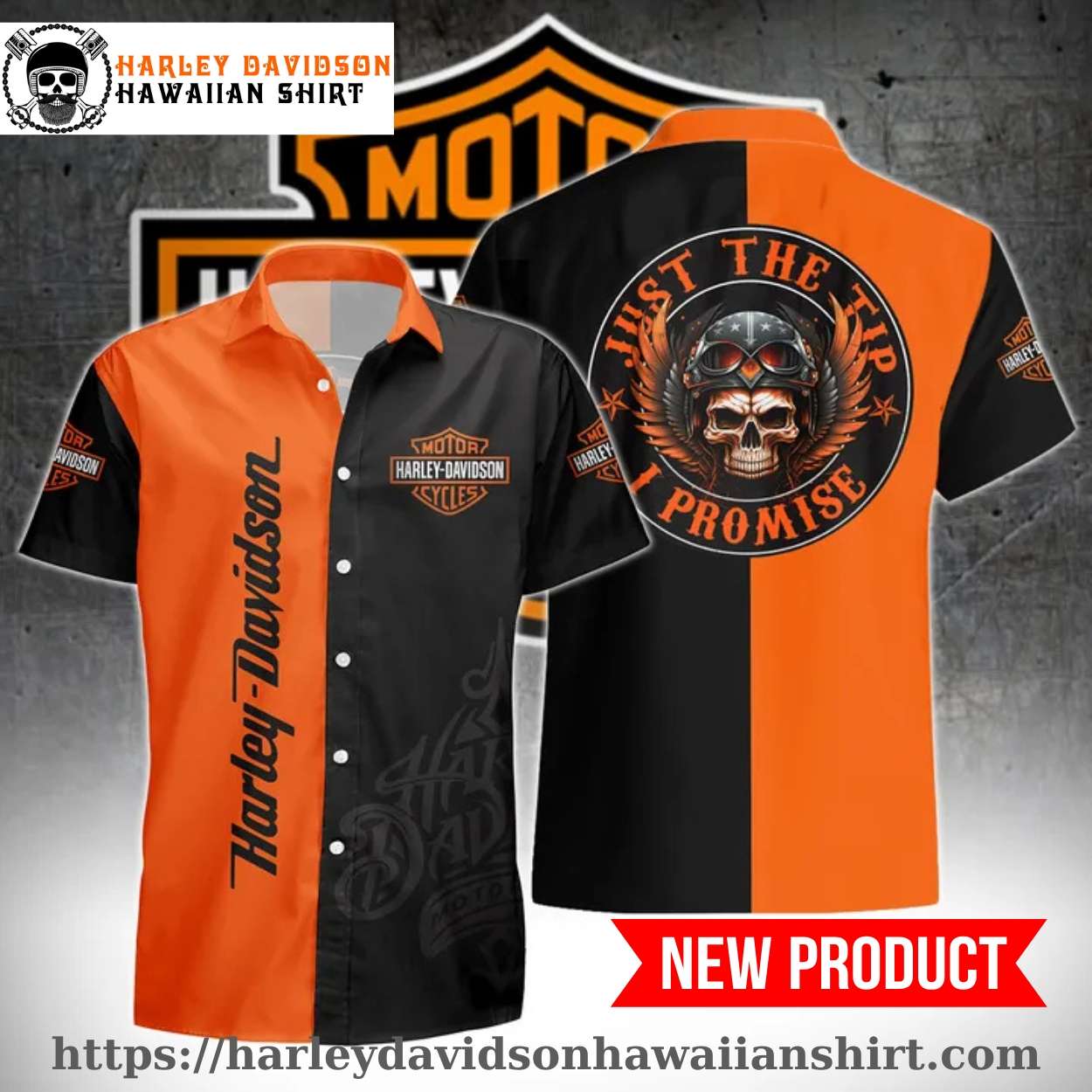 Orange Skull Promise Harley Davidson Hawaiian Shirt Orange Skull Promise Harley Davidson Hawaiian Shirt
