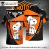 Orange Snoopy Graphic Harley Davidson Hawaiian shirt for kids