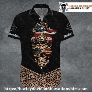 Patriotic Skull Diva Harley Davidson Aloha Shirt for Women