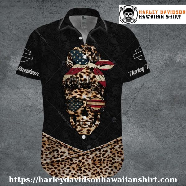 Patriotic Skull Diva Harley Davidson Aloha Shirt for Women