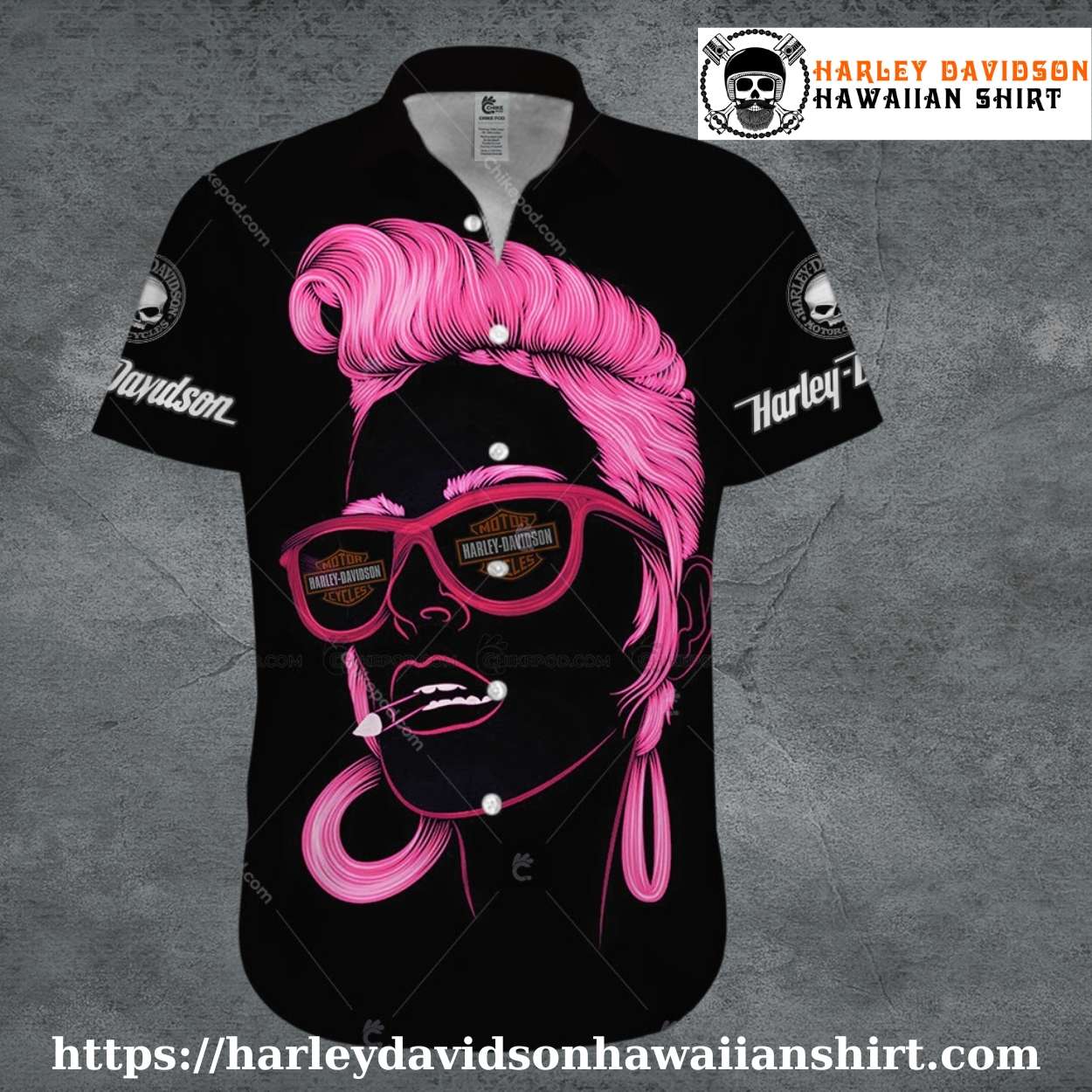Pink Retro Woman Harley Davidson Hawaiian Shirt Women Pink Retro Woman Harley Davidson Hawaiian Shirt Women