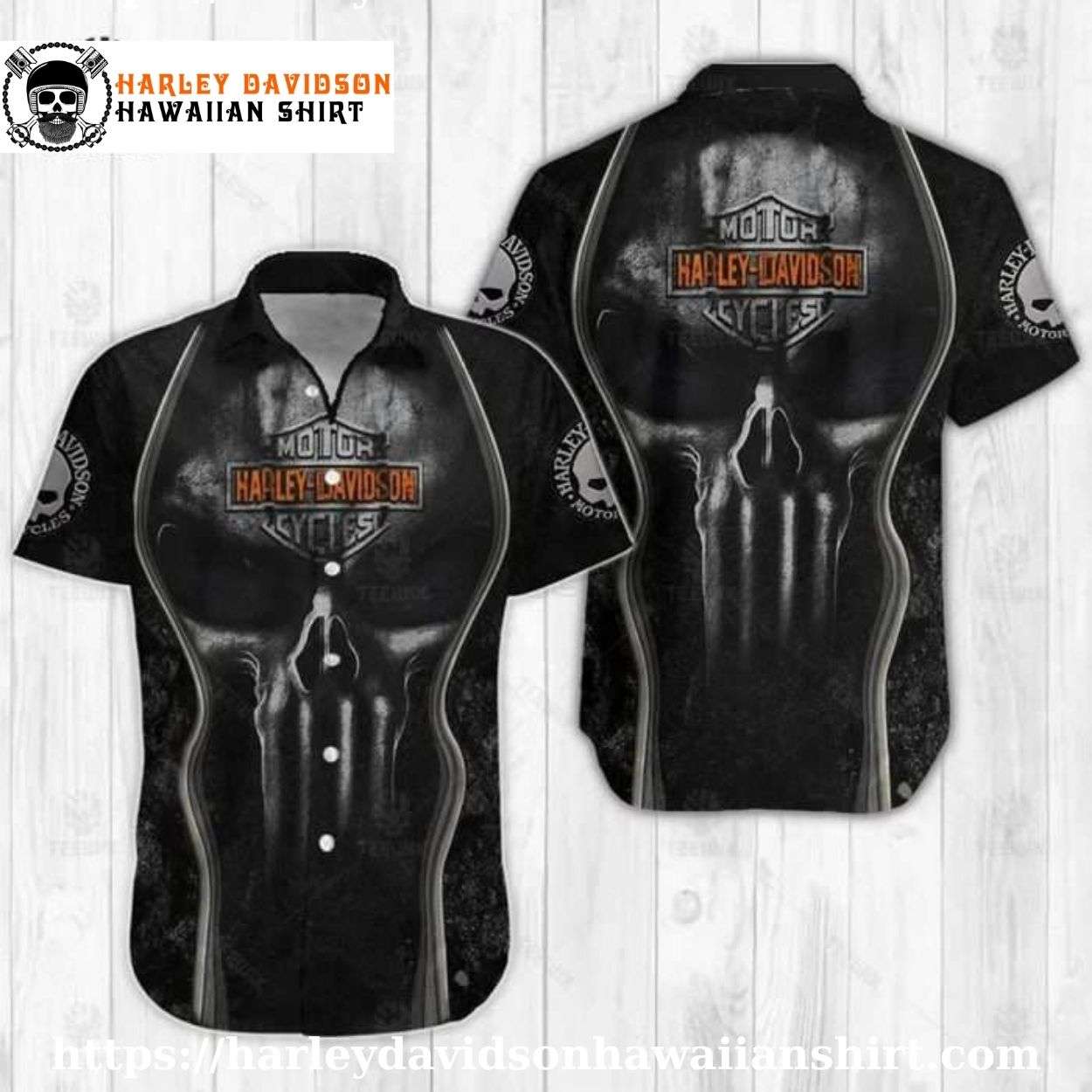 Punisher Armor Harley Davidson Aloha Shirt for Men Punisher Armor Harley Davidson Aloha Shirt for Men