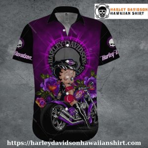 Purple Betty on Chopper Harley Davidson Hawaiian Shirt