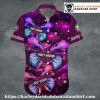 Purple Butterfly Burst Harley Davidson Hawaiian Shirt Women