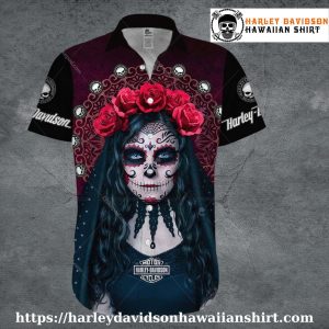 Red Rose Veil Harley Davidson Aloha Shirt for Women