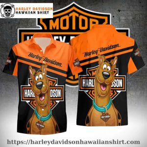 Scooby-Doo Black Orange Harley Davidson Hawaiian shirt kids