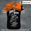 Skeleton Rider Orange Harley Davidson Hawaiian Shirt for Men