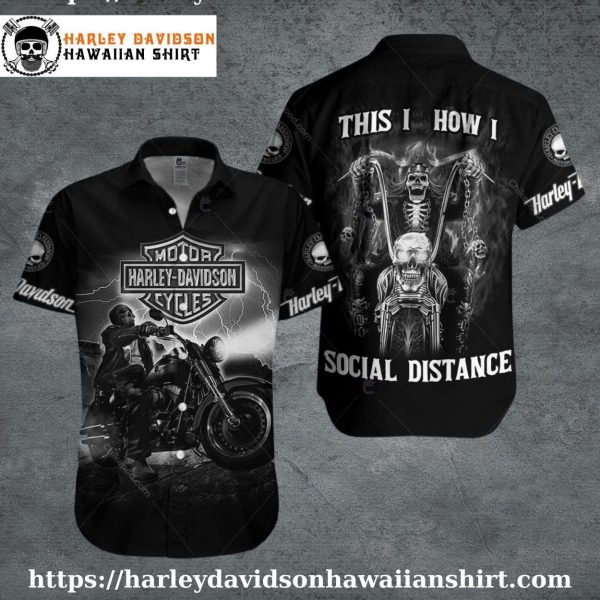 Skeleton Rider Social Distance Harley Davidson Hawaiian Shirt