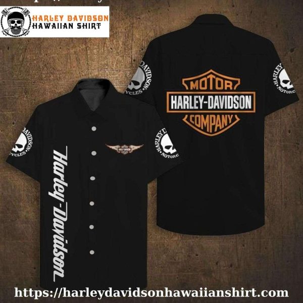 Skull Patch Logo Harley Davidson Hawaiian Shirt for Men