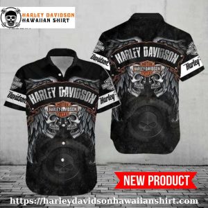 Skull Wings Graphic Harley Davidson Hawaiian Shirt