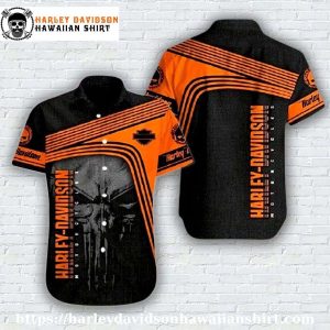 Stripes and Skull Harley Davidson Aloha Shirt for Men