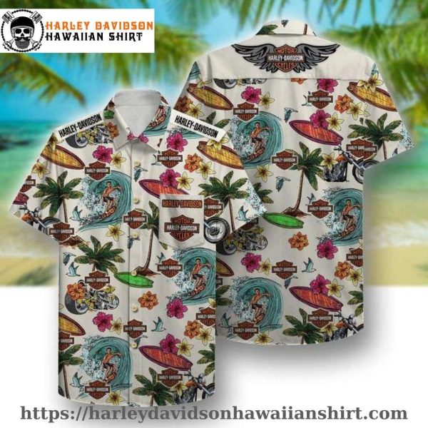 Surfer Paradise Harley Davidson Hawaiian Shirt for Men