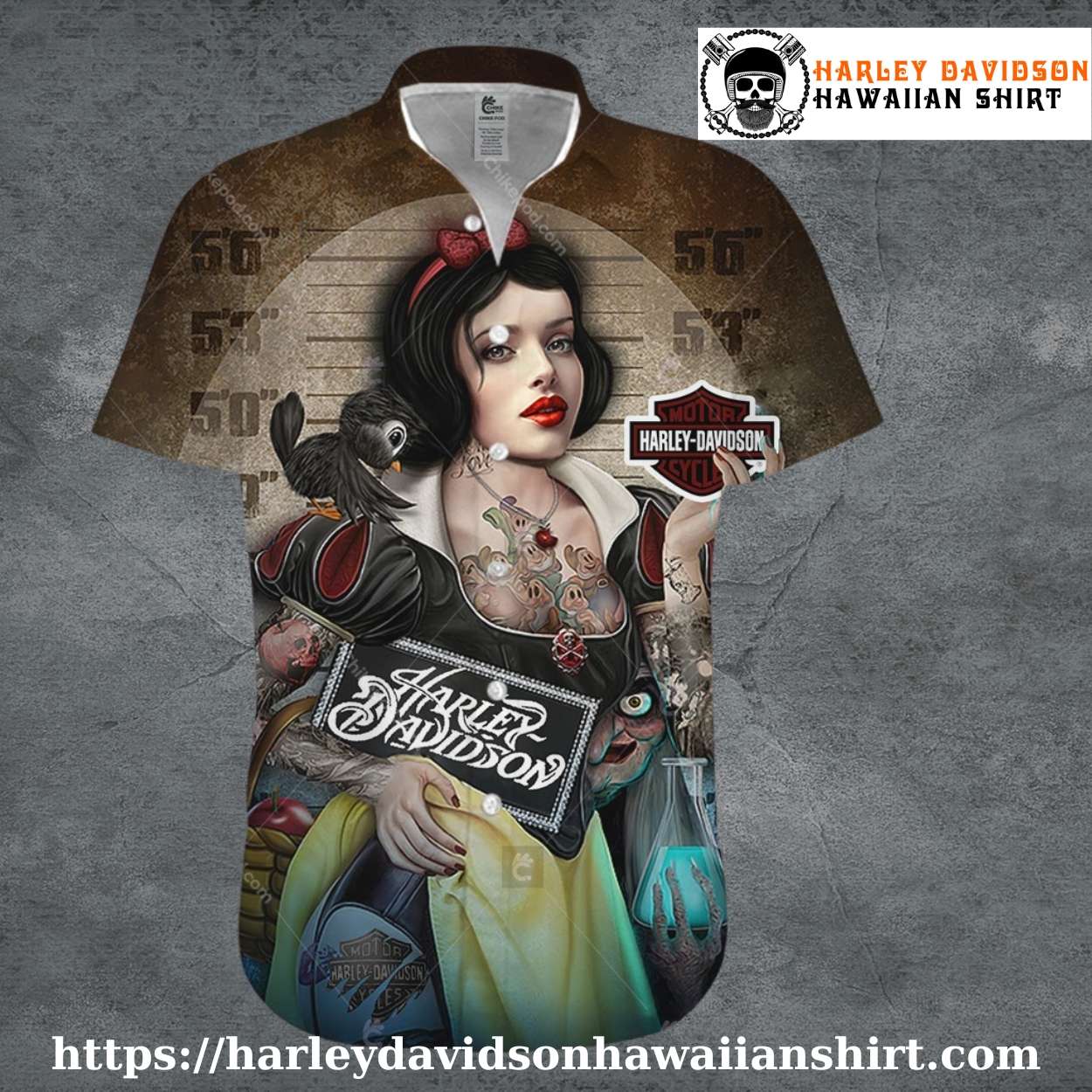 Tattooed Snow White Harley Davidson Hawaiian Shirt Women Tattooed Snow White Harley Davidson Hawaiian Shirt Women